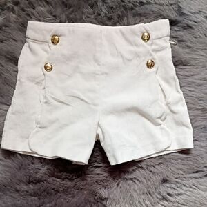 Jacadi White High-Waist Shorts with Gold Buttons